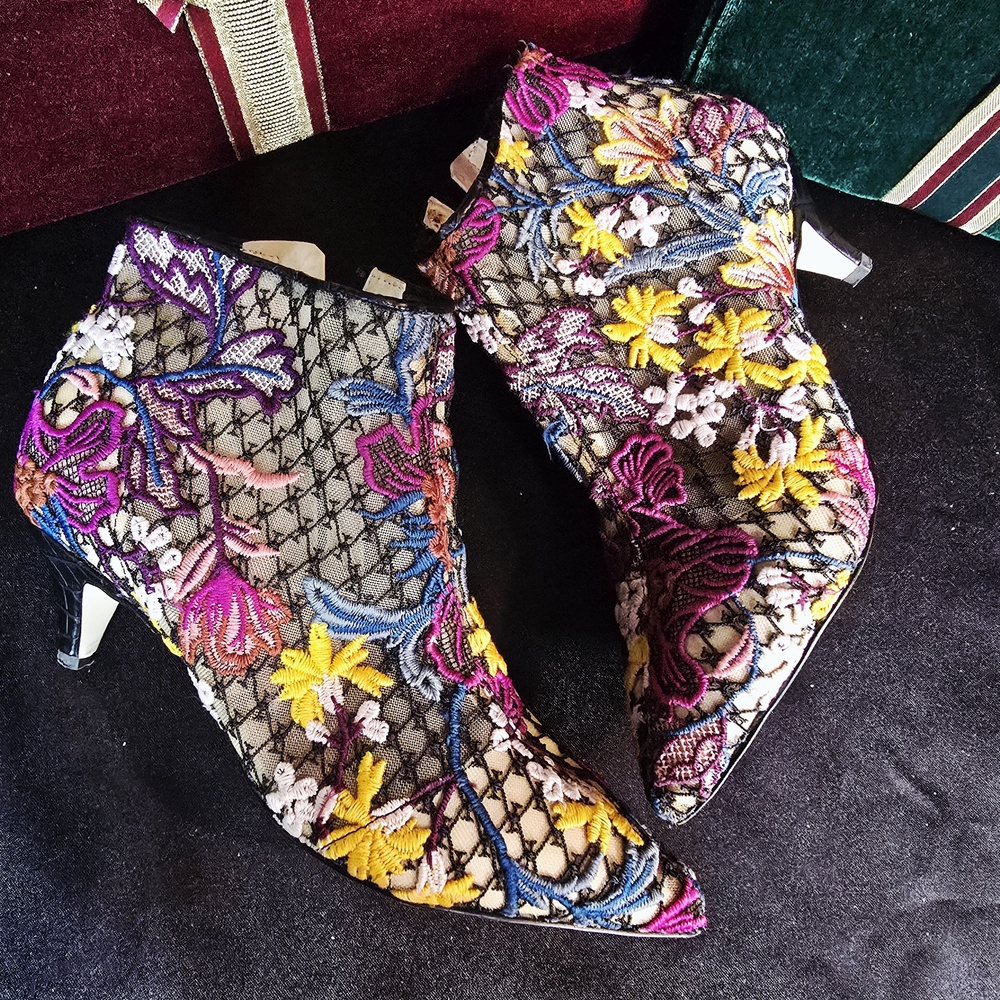 Floral Embroidered Ankle Boots - image 1
